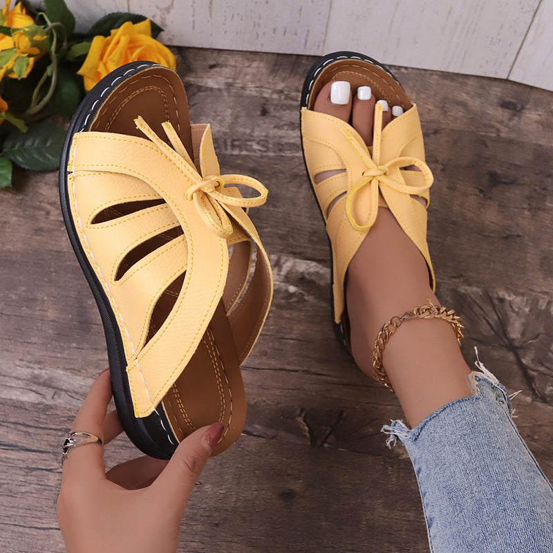Elegant women's low-heeled sandals casual slippers