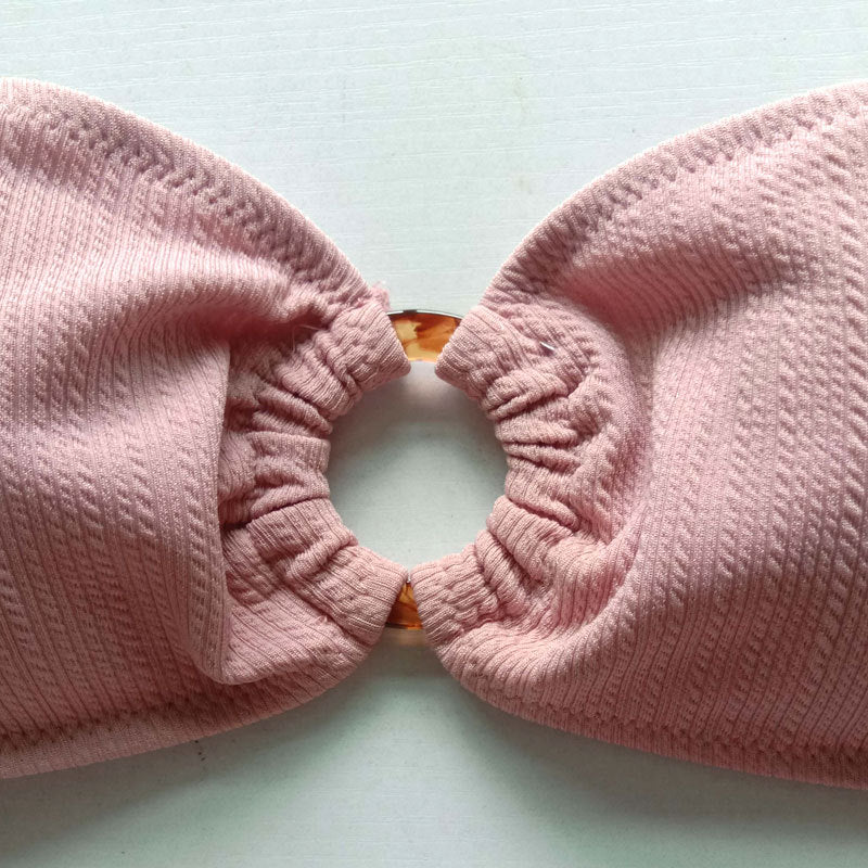 New women's pink strapless split swimsuit