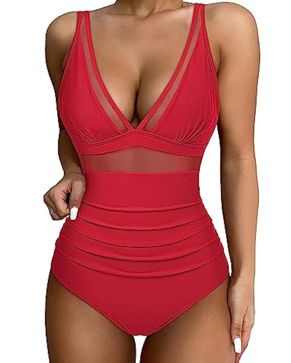 Women’s high waisted one piece swimsuit