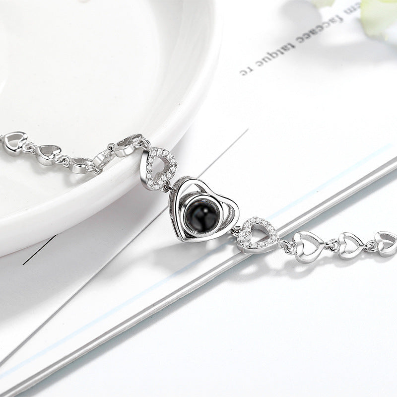 Language I Love You Heart To Heart Bracelet 925 Sterling Silver