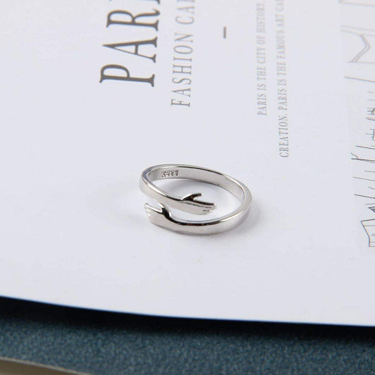 Alloy Simple Hands Hug Ring Opening Adjustable Jewelry 925 Sterling