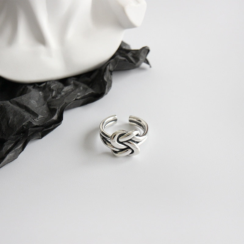 100% 925 Sterling Silver Double Knot Rings For Women