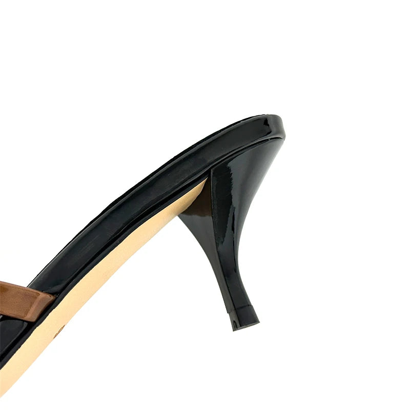 Summer New Women's Heels Plus Size 35-44 Elegant Pointed Open Toe Women's Slippers