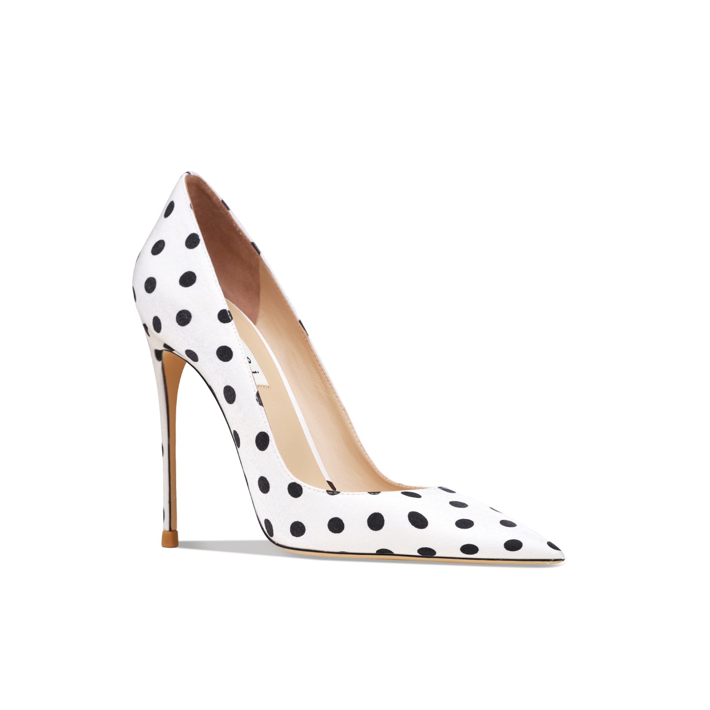 Leather Black Polka Dot High-Heeled Shoes With Thin Heels New French Shoes