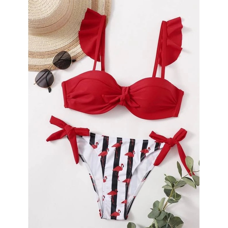 New Push Up Ruffled Bikini Set Brazilian Swimsuit