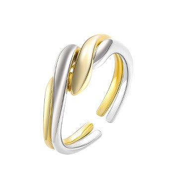 S925 Silver Ring Women's Irregular Water Ripple Open Combination Ring