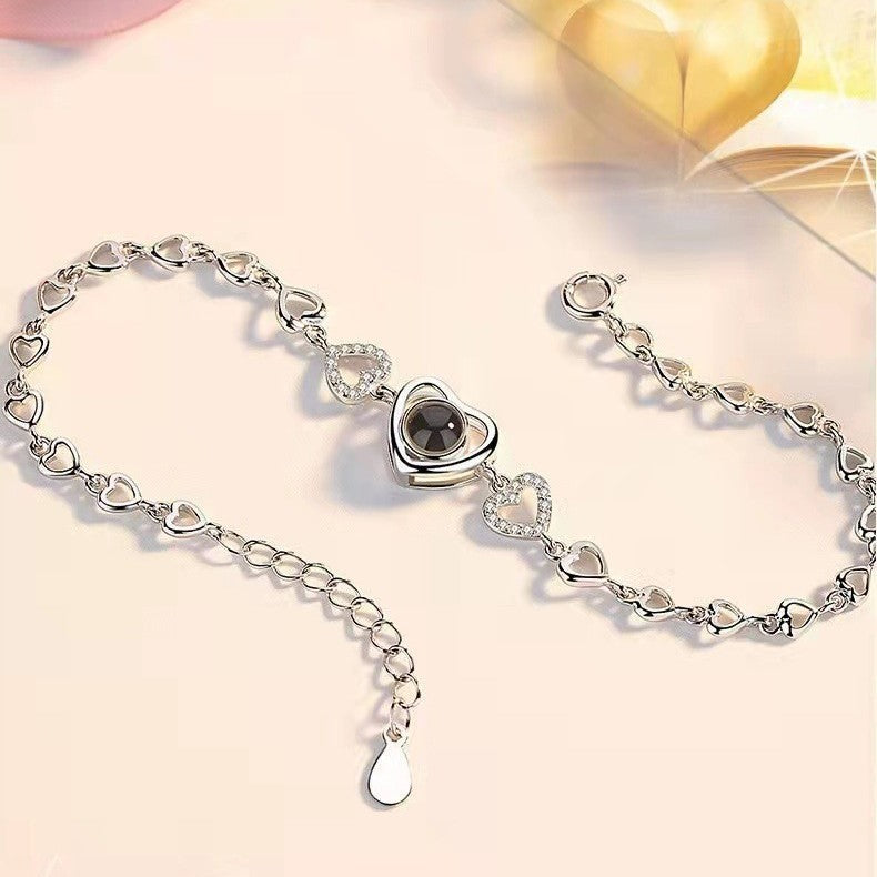 Language I Love You Heart To Heart Bracelet 925 Sterling Silver
