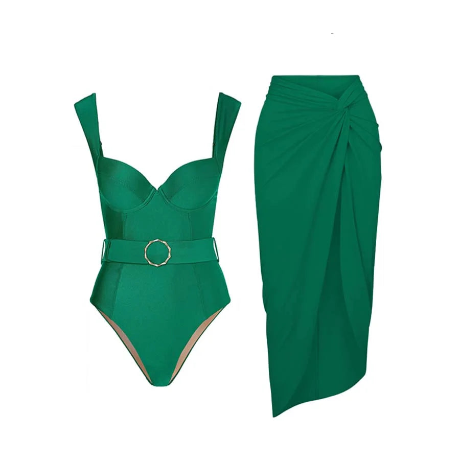 One Piece Swimsuits Cover Up Women Luxury Swimwear Push Up Slim Bikini Elegant Bathing Suit
