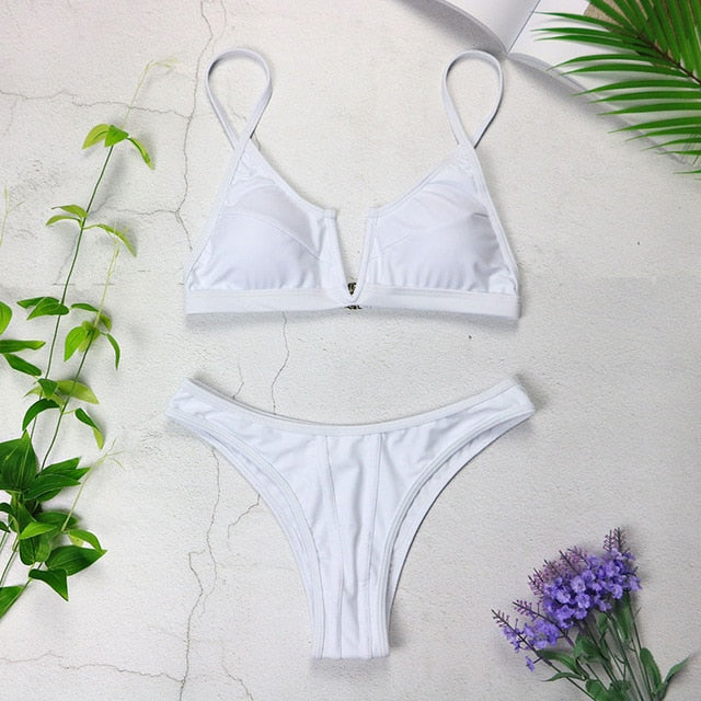V Neck Bikini Swimsuit