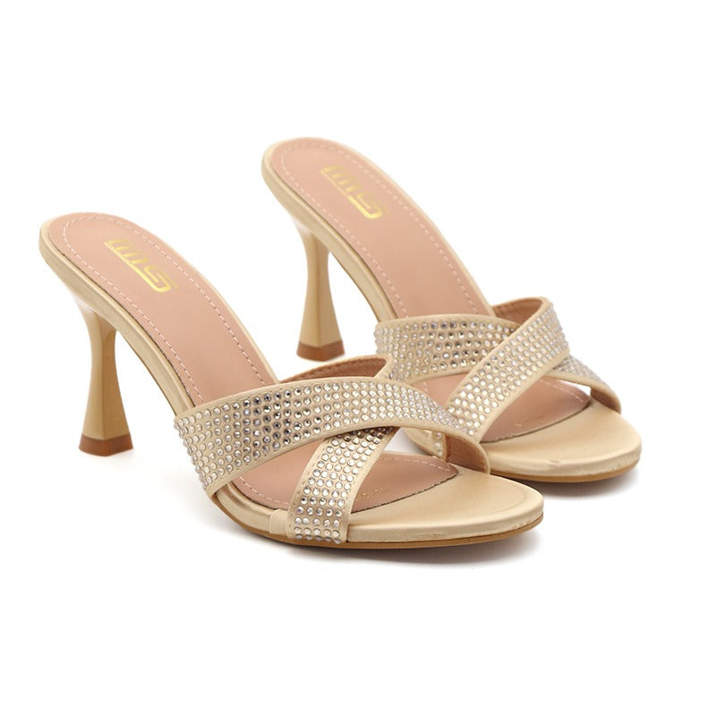 Sexy slim heel rhinestone women's high heels