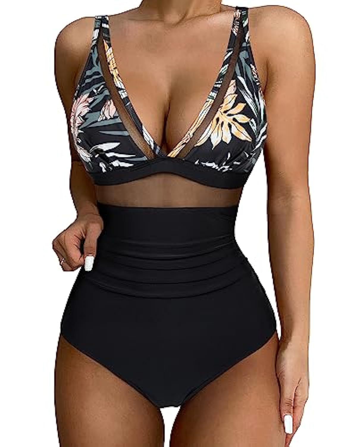 Women’s high waisted one piece swimsuit