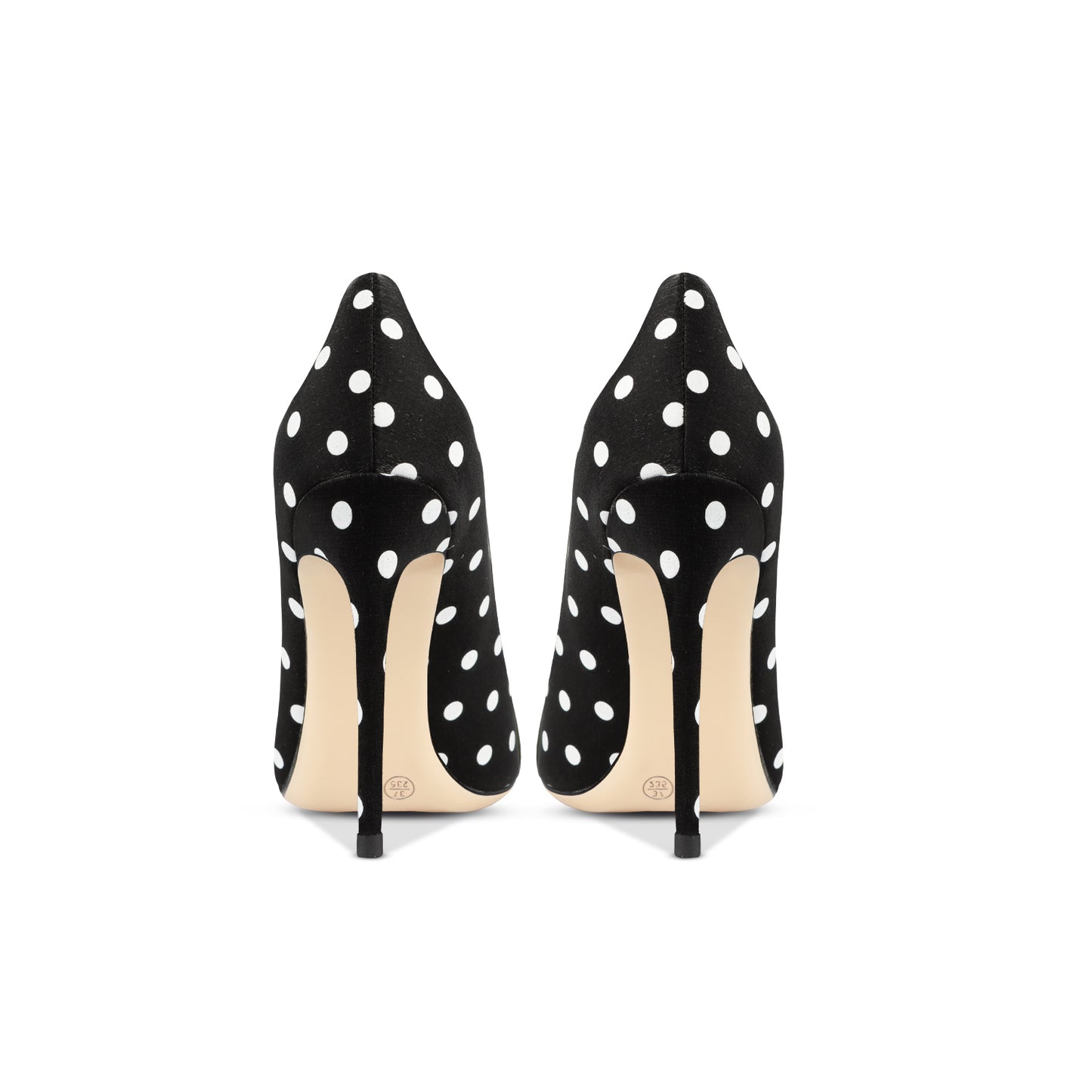 Leather Black Polka Dot High-Heeled Shoes With Thin Heels New French Shoes