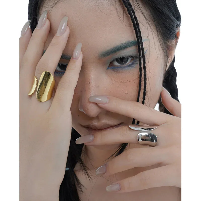 Real 925 Sterling Silver Fashion Hyperbole Smooth Surface Opening Ring