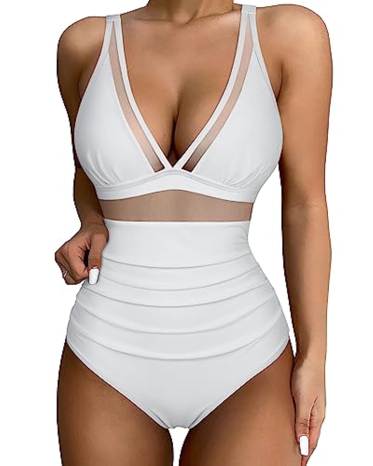 Women’s high waisted one piece swimsuit