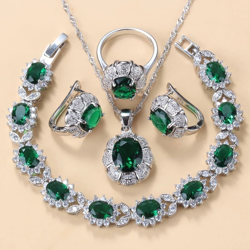 Earrings Necklace And Ring For Women 4 PCs Set