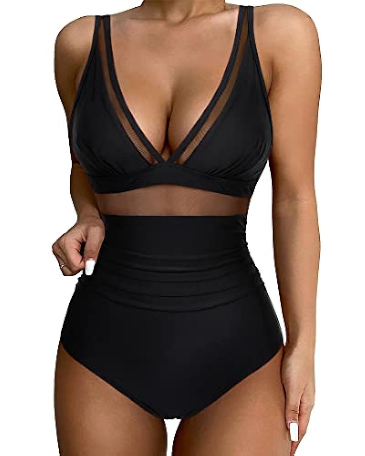 Women’s high waisted one piece swimsuit