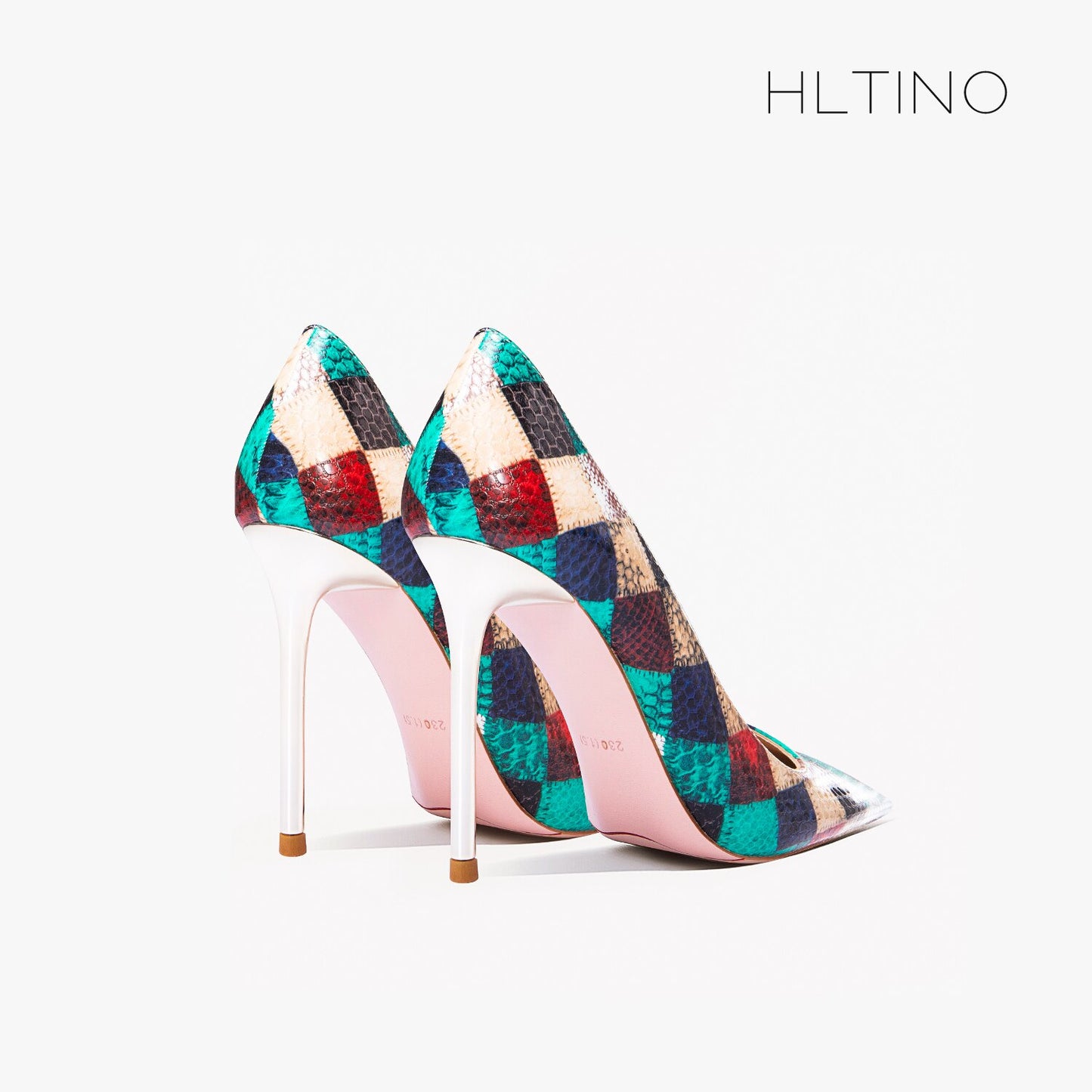 Summer New Red Plaid Snake Pattern Pointed High Heel Shoes Women's French Large Lacquer Shoes