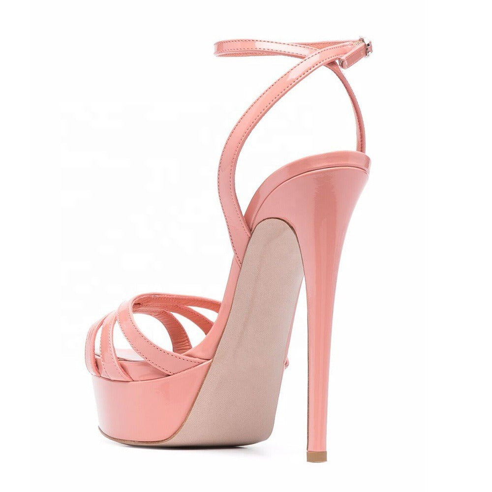 Plus Size Platform Outdoor Womens Sandals With Round Toe Ankle Buckle and Slim High Heels For Womens