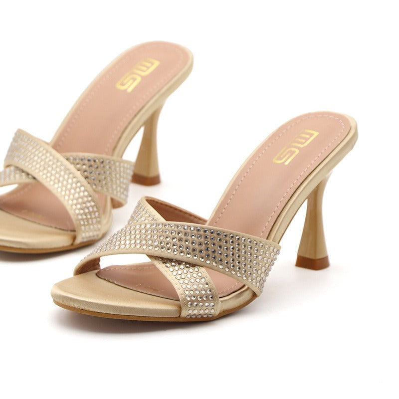 Sexy slim heel rhinestone women's high heels