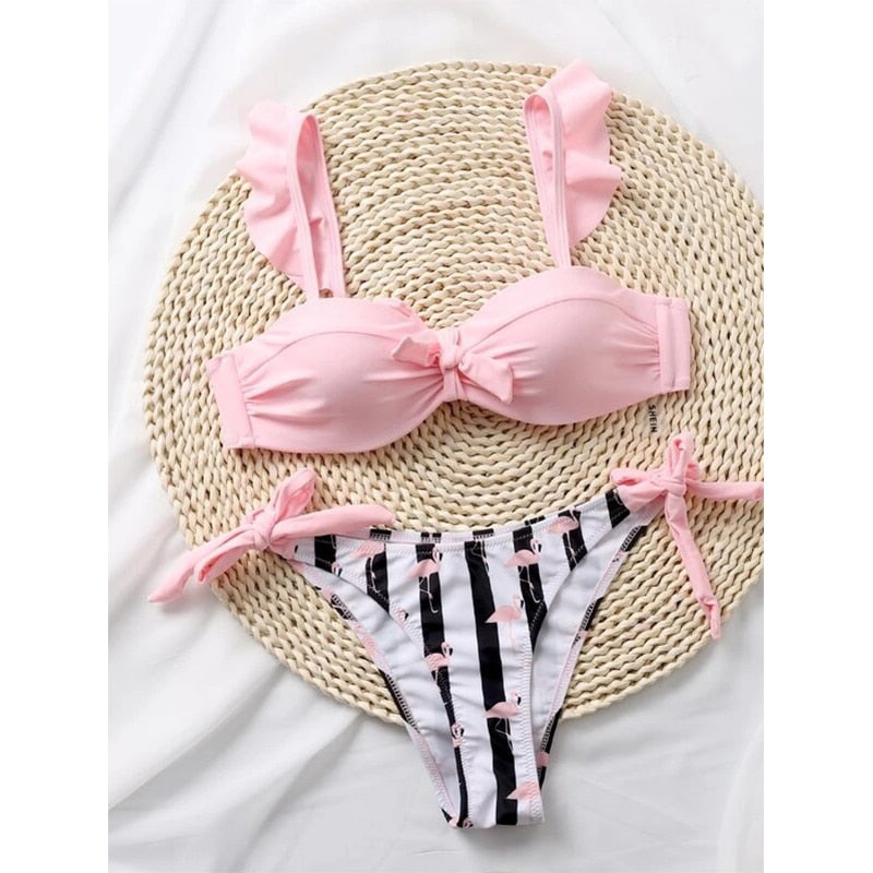 New Push Up Ruffled Bikini Set Brazilian Swimsuit