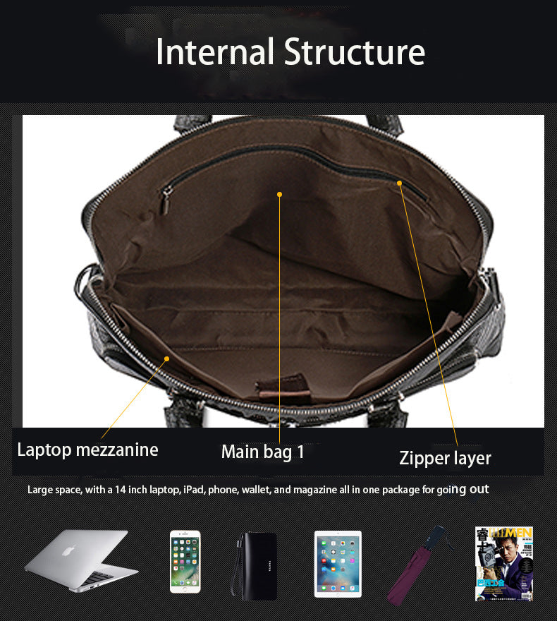 Crocodile Handbags for Men Genuine Leather Laptop Bag High Quality Leather Business Shoulder Bags Male Large Briefcases