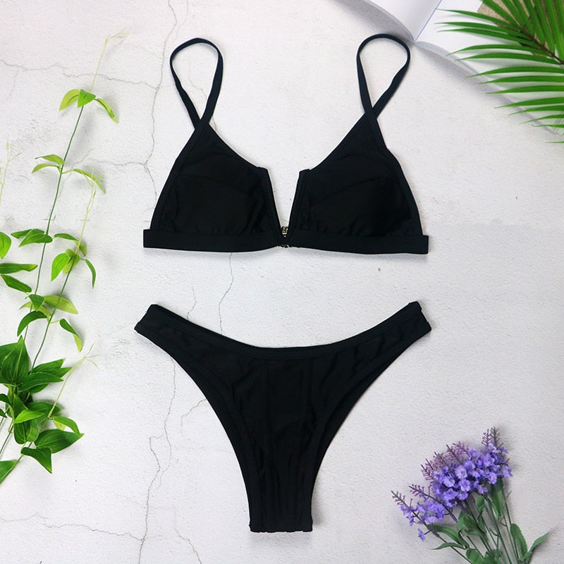 V Neck Bikini Swimsuit