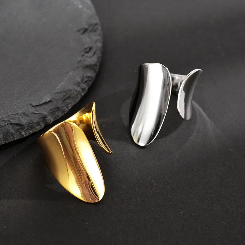 Real 925 Sterling Silver Fashion Hyperbole Smooth Surface Opening Ring
