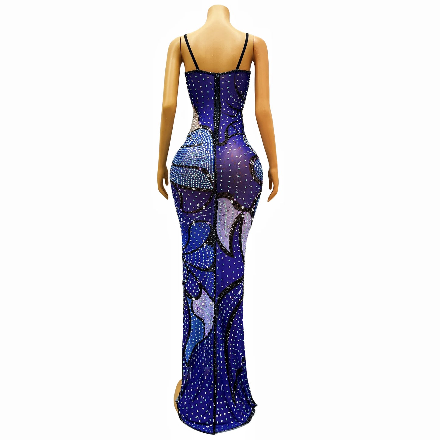 Women’s dress with sparkling diamond print fashionable slit slim fit
