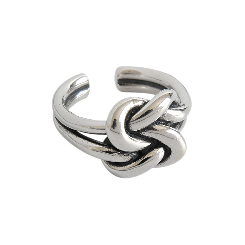 100% 925 Sterling Silver Double Knot Rings For Women