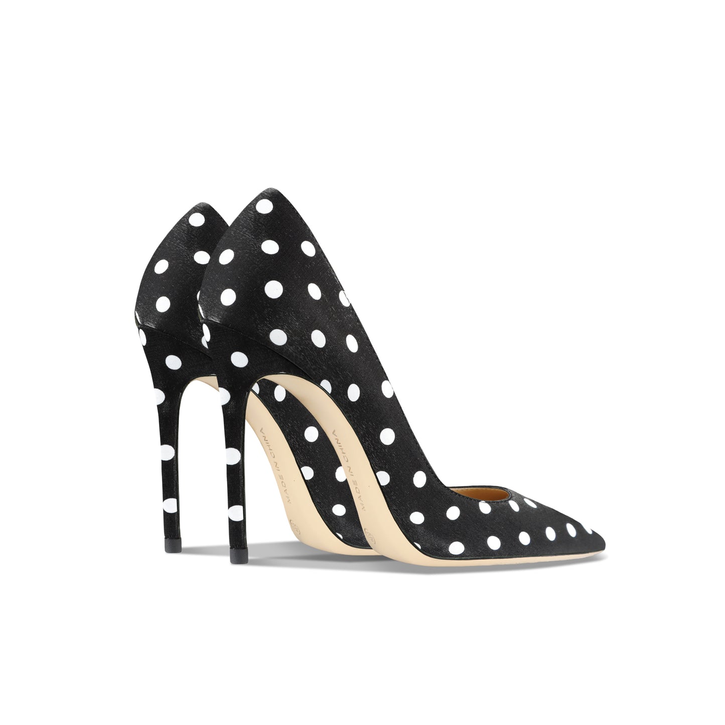 Leather Black Polka Dot High-Heeled Shoes With Thin Heels New French Shoes