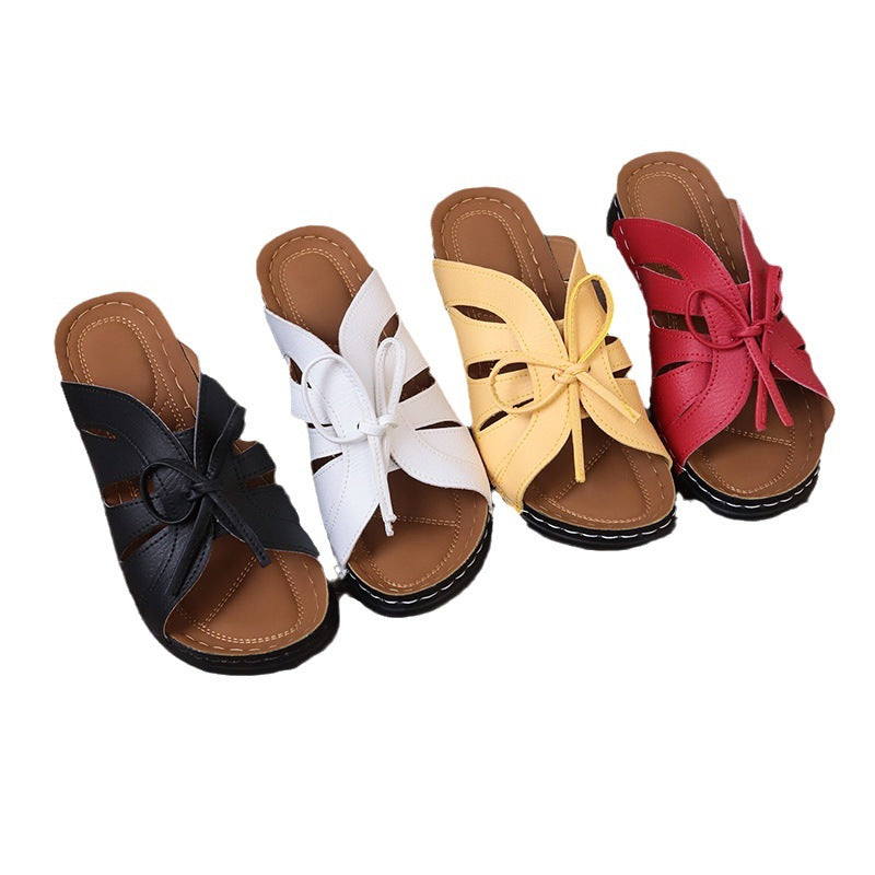 Elegant women's low-heeled sandals casual slippers
