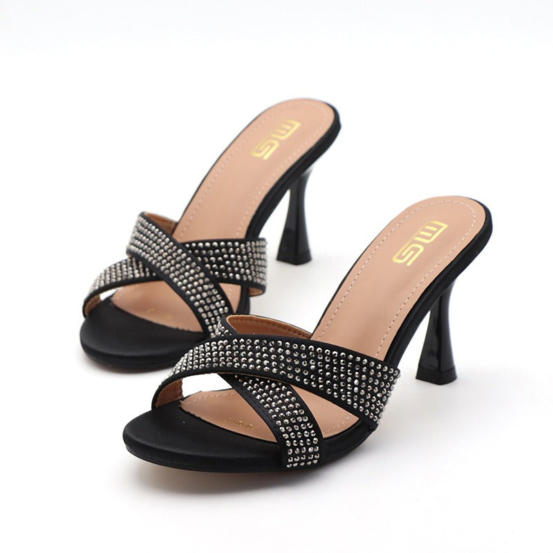 Sexy slim heel rhinestone women's high heels