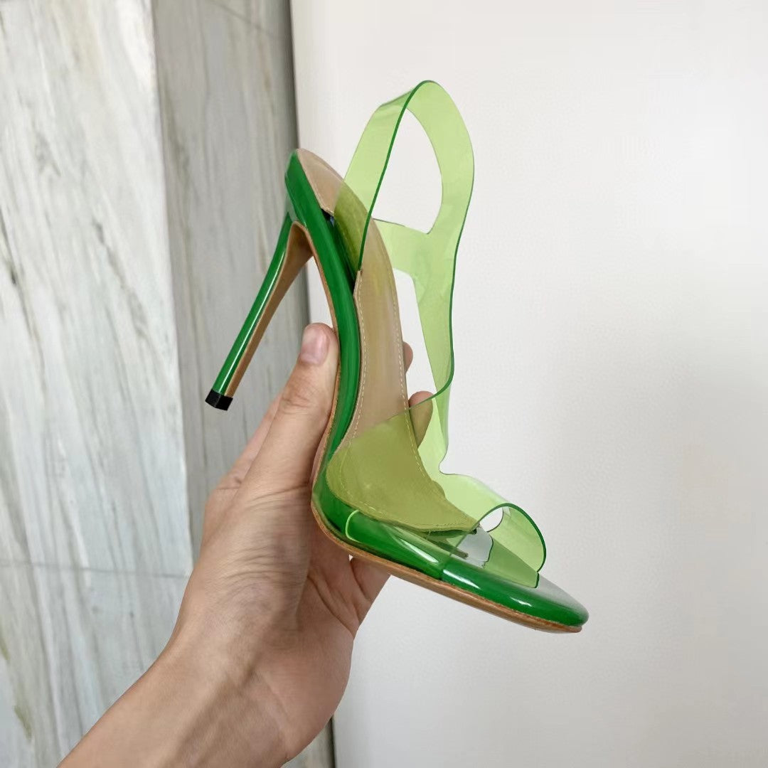 High Heel PVC Formal Women Summer Stilettos Open Toe Shoes Women