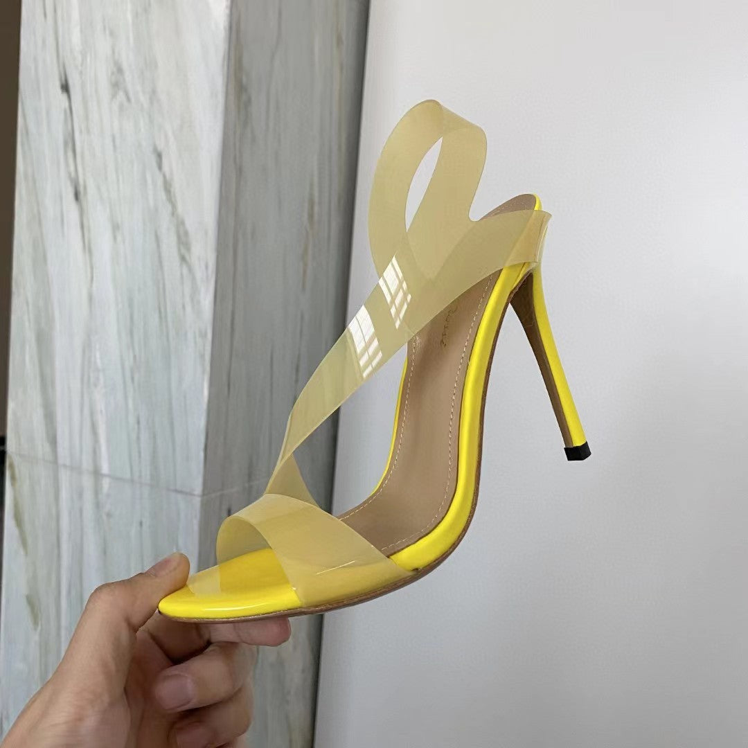 High Heel PVC Formal Women Summer Stilettos Open Toe Shoes Women