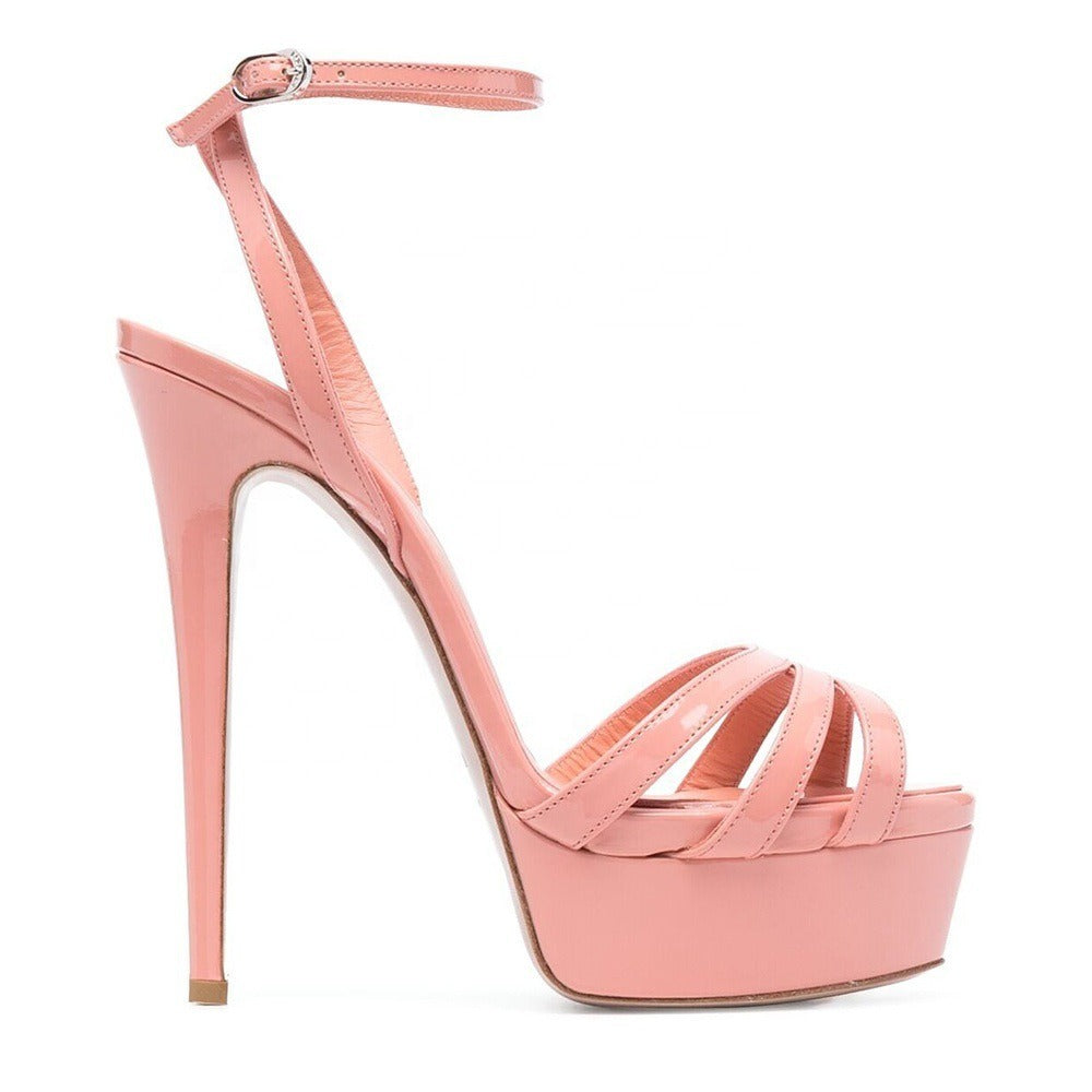 Plus Size Platform Outdoor Womens Sandals With Round Toe Ankle Buckle and Slim High Heels For Womens