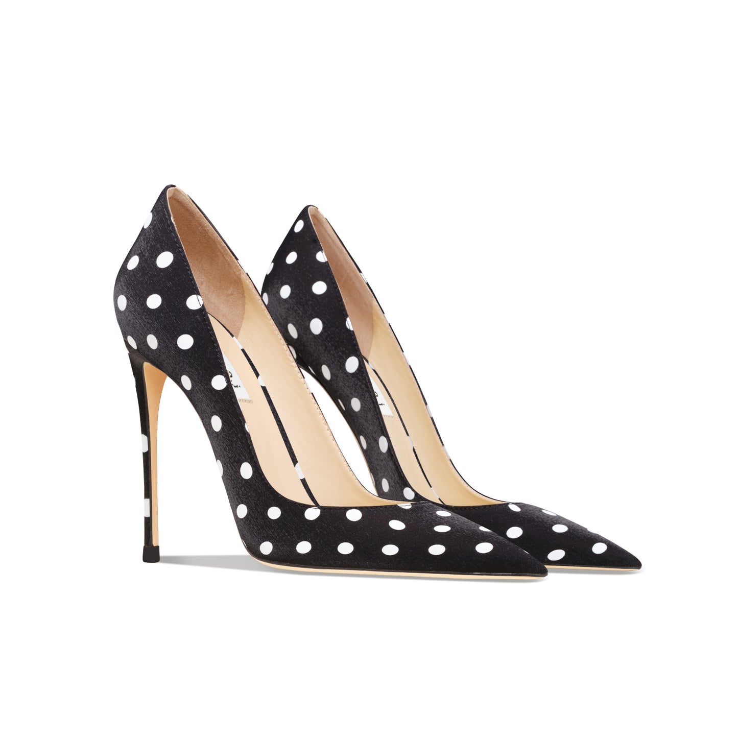 Leather Black Polka Dot High-Heeled Shoes With Thin Heels New French Shoes
