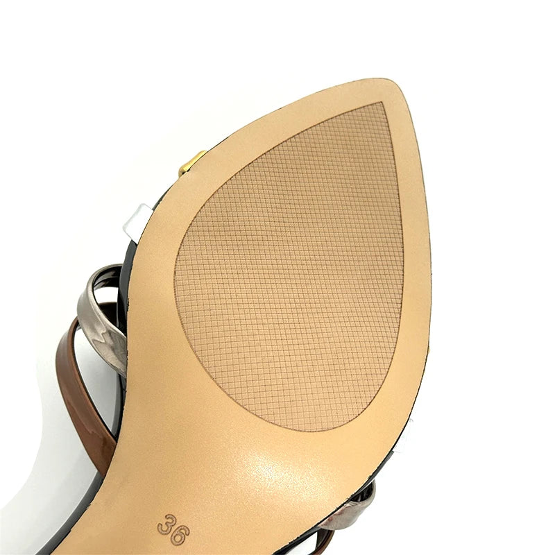 Summer New Women's Heels Plus Size 35-44 Elegant Pointed Open Toe Women's Slippers