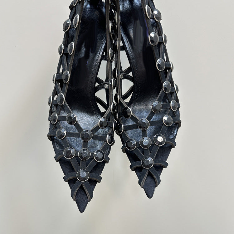 Luxury Crystal Design Women's Pumps Summer Prismatic Hollowed Out Sexy Pointed Toe High Heels Ladies Dream Colored Party Shoes