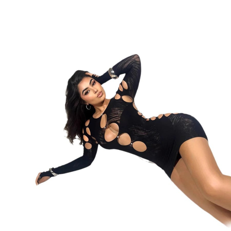 Sexy mesh see through dress