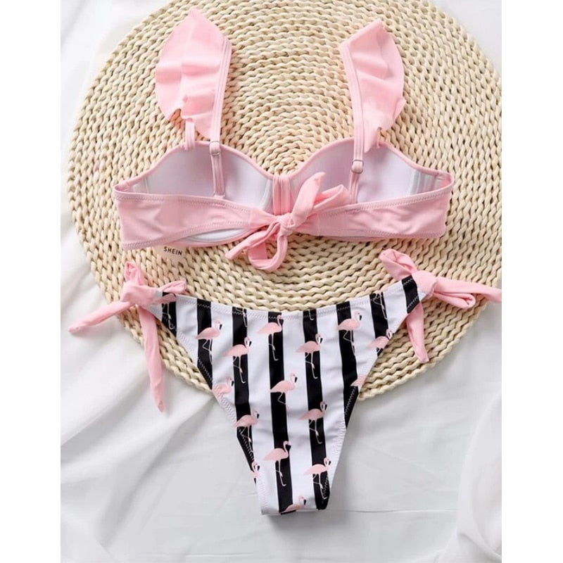 New Push Up Ruffled Bikini Set Brazilian Swimsuit