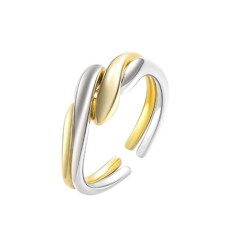 S925 Silver Ring Women's Irregular Water Ripple Open Combination Ring
