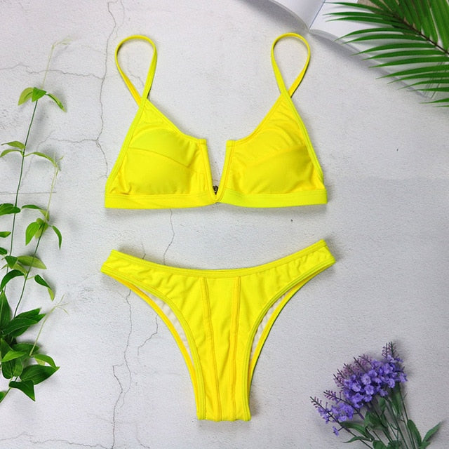 V Neck Bikini Swimsuit