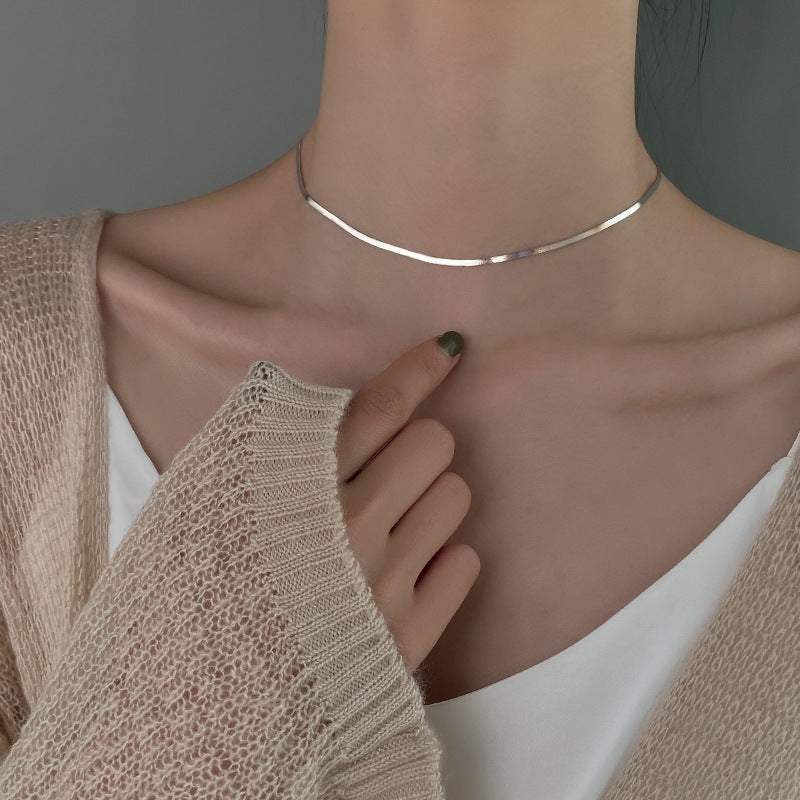 Women's 925 Sterling Silver Plated Snake Bone Necklace
