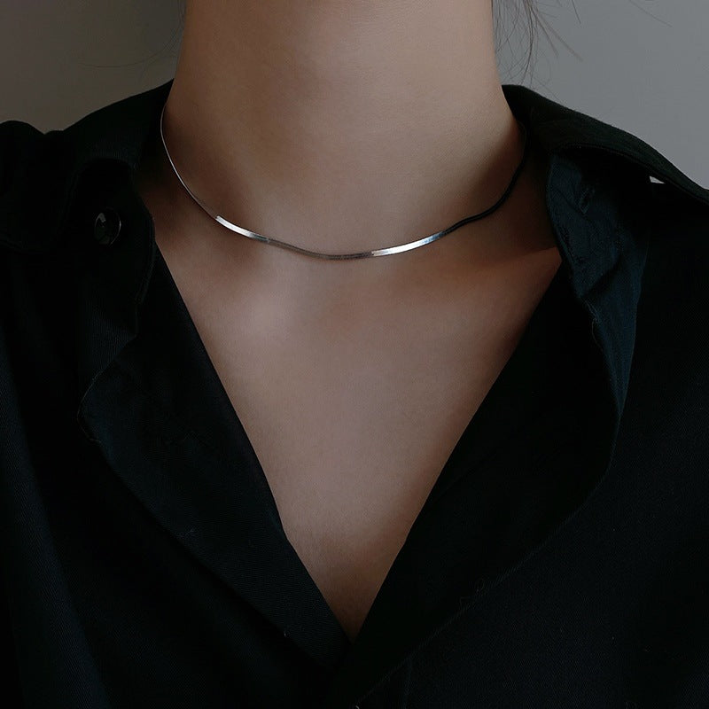 Women's 925 Sterling Silver Plated Snake Bone Necklace