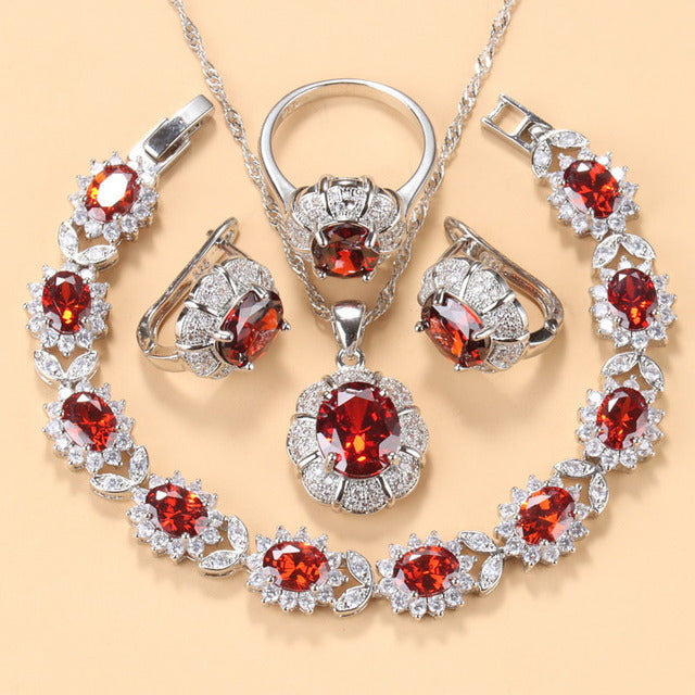 Earrings Necklace And Ring For Women 4 PCs Set