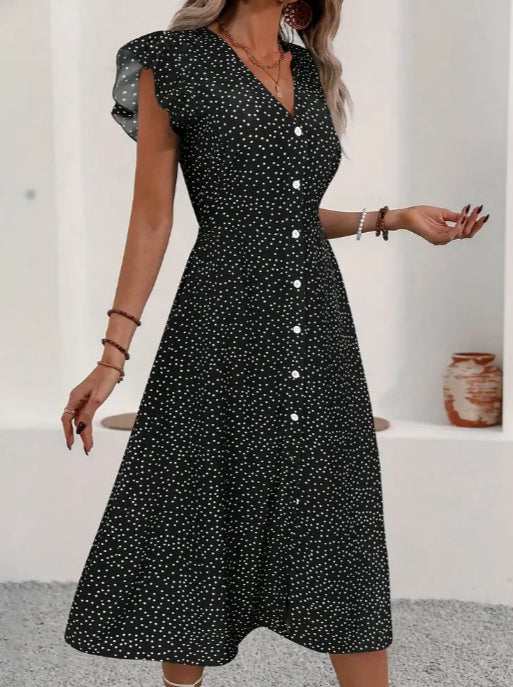 Ladies' Elegant Polka Dot Midi Skirt