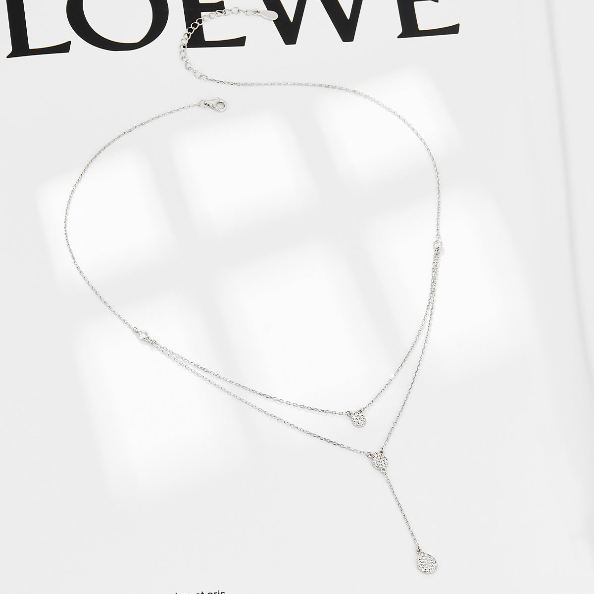 925 Silver Simple Elegant High-grade Clavicle Chain Water Drop Diamond Double-layer Necklace For Women