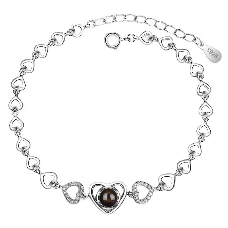 Language I Love You Heart To Heart Bracelet 925 Sterling Silver