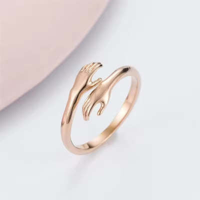 Alloy Simple Hands Hug Ring Opening Adjustable Jewelry 925 Sterling