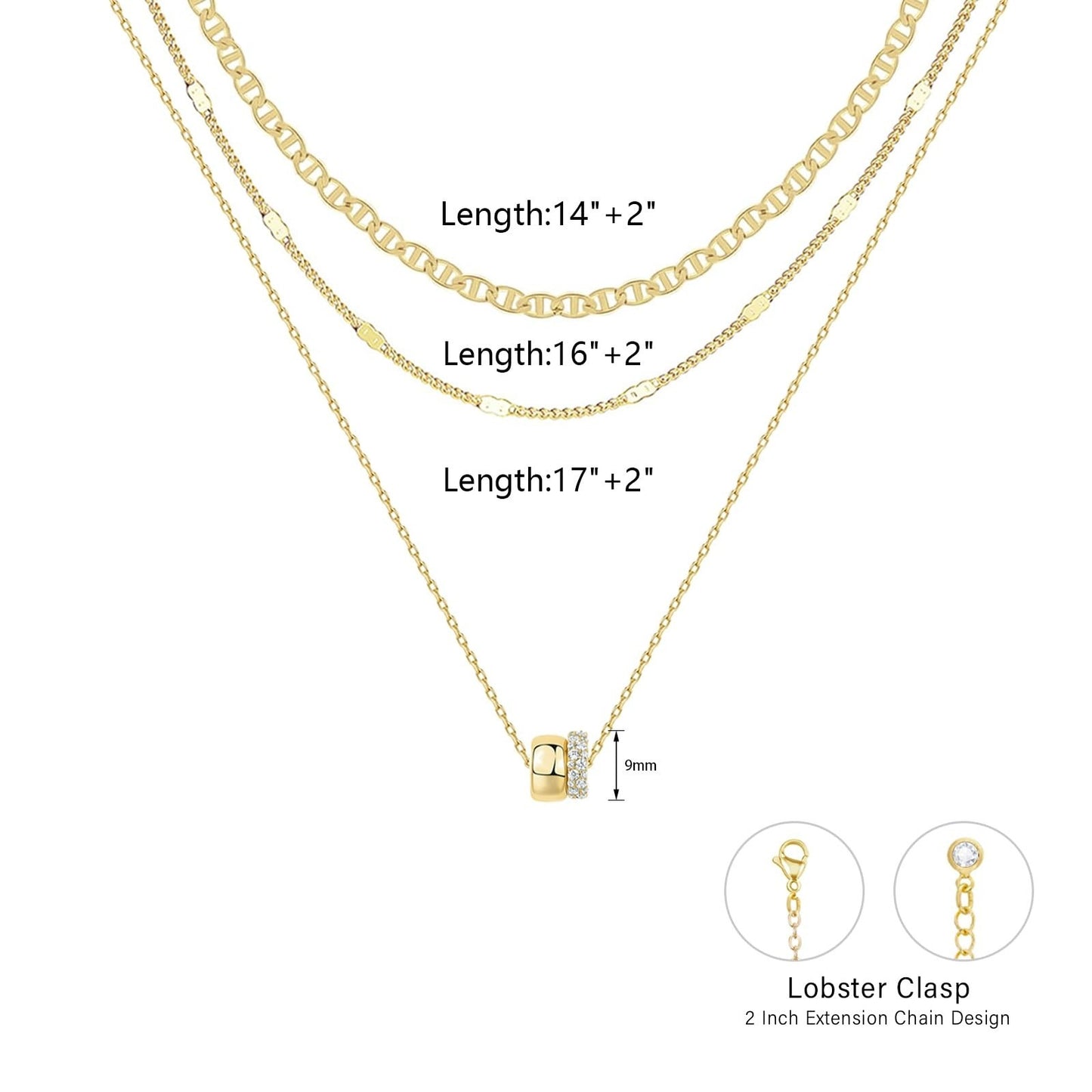 Necklace Zircon-laid Necklace Suit Women 14k Electroplated